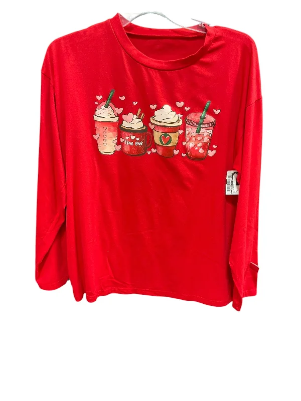 Top Long Sleeve Basic By Clothes Mentor In Red, Size: L