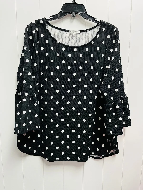 Top Long Sleeve By Green Envelope In Black & White, Size: 2x