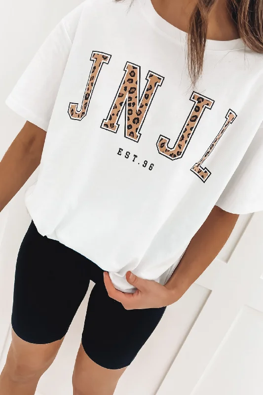 Collegiate Leopard Tee White