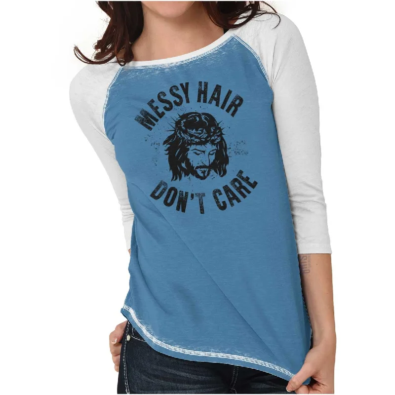 Messy Hair Jesus Baseball Raglan T