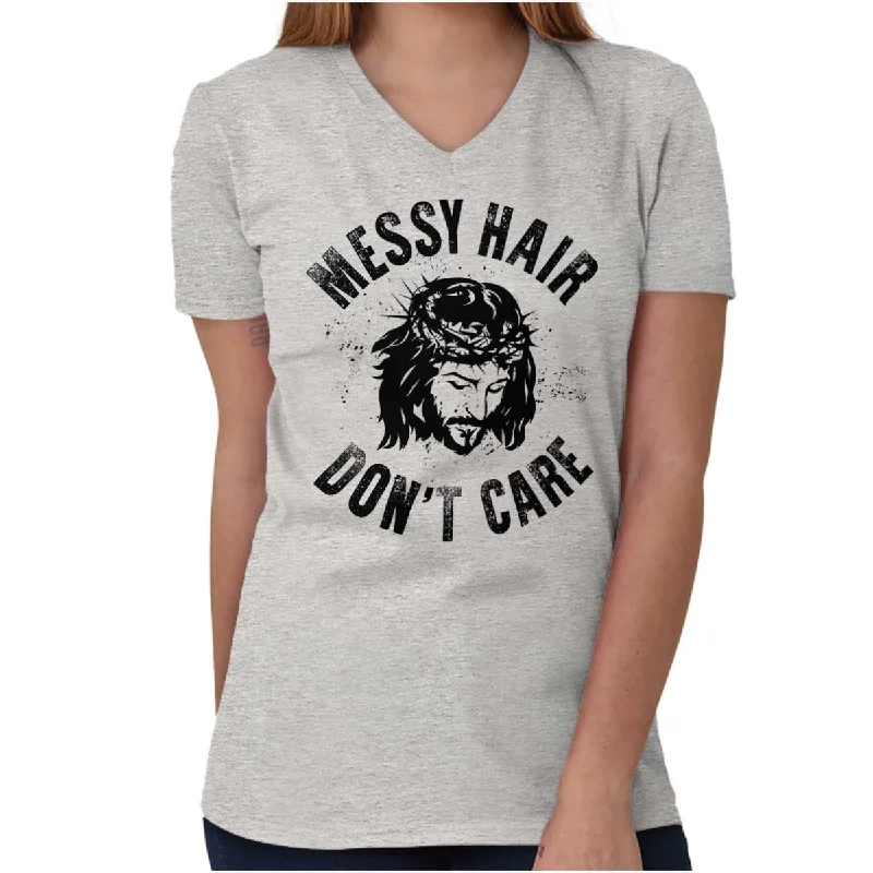 Messy Hair Jesus V-Neck T Shirt