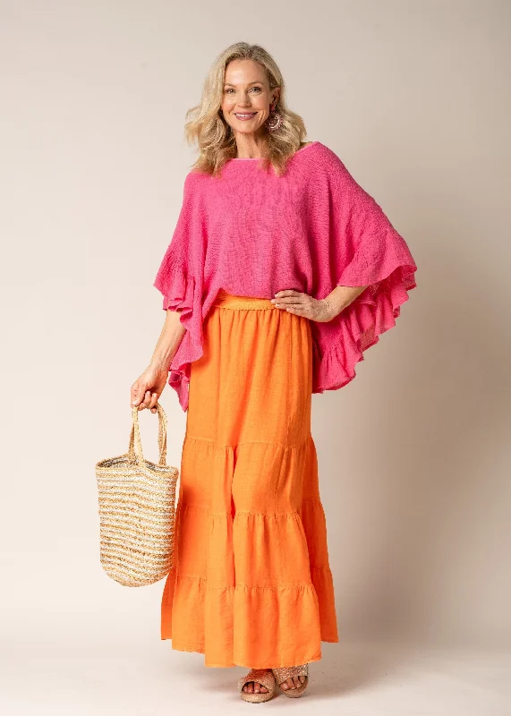 Lora Linen Skirt in Sunset Orange