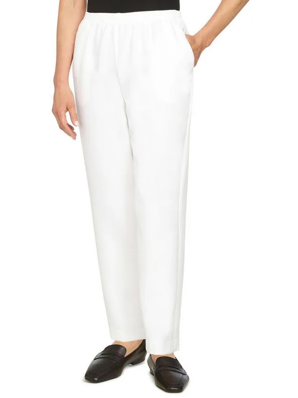 Plus Womens Textured Pull On Straight Leg Pants