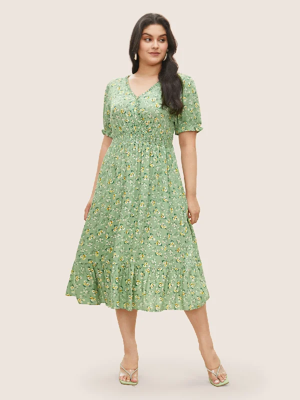 Supersoft Essentials Ditsy Floral Wrap Shirred Dress