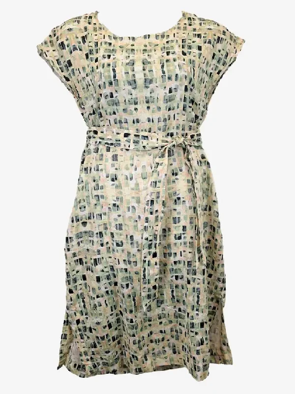 David Lawrence Delma Printed Linen Midi Dress Size 14