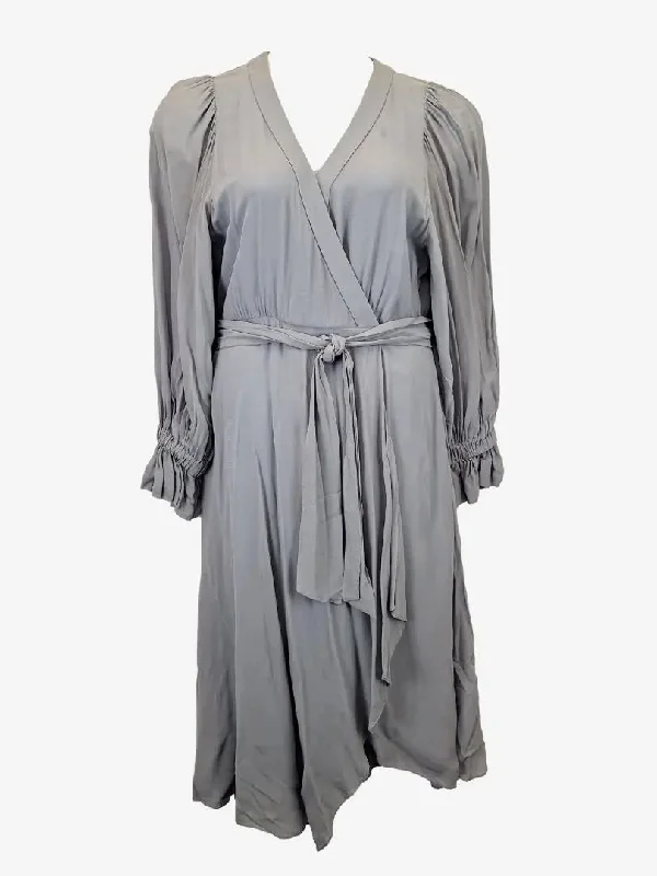 Ginger & Smart Elegant Chiffon Wrap Midi Dress Size 14