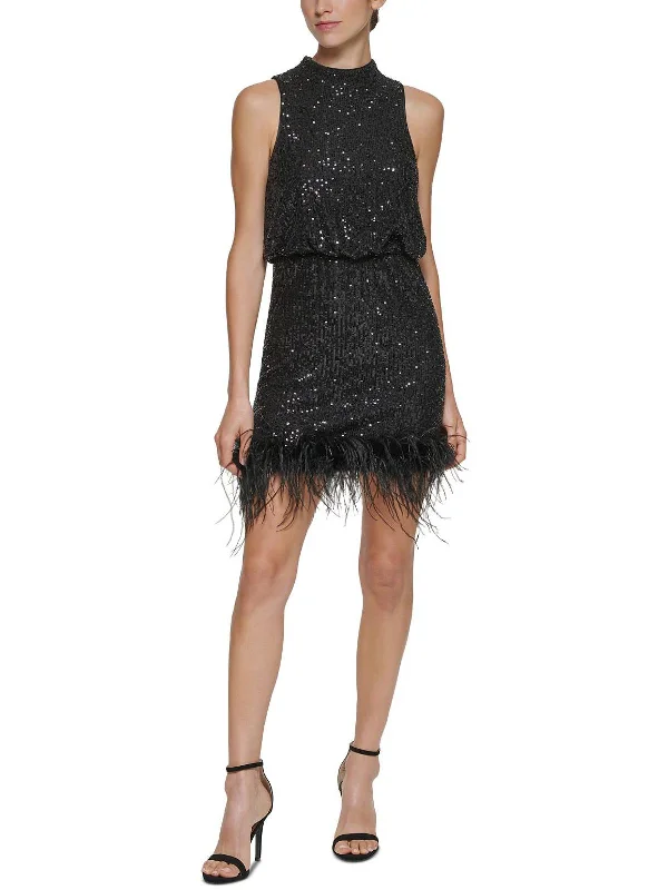 Womens Sequined Mini Cocktail and Party Dress