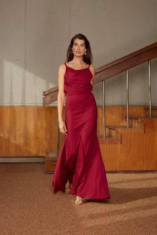 LINEA red evening gown with maxi skirt