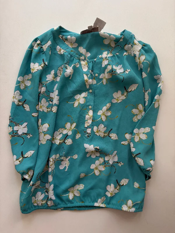 Blouse Long Sleeve By Loft In Turquoise, Size: S