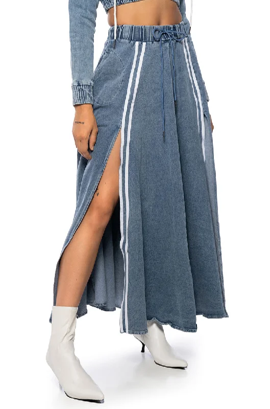 SWEET NOTHINGS STRIPED DENIM MAXI SKIRT