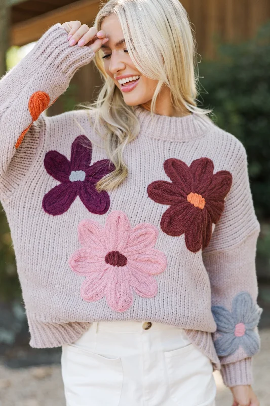 Just You Wait Natural Floral Sweater